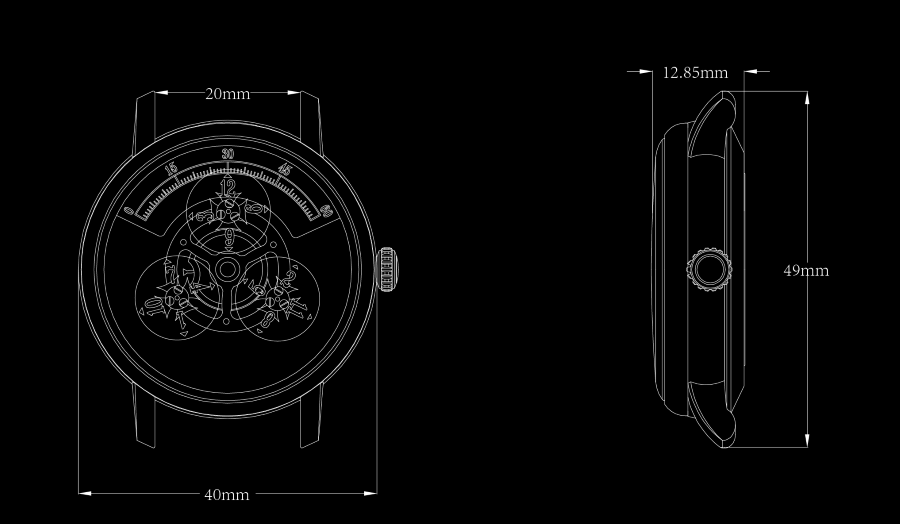 dimensions de la montre TilOne de TilTime